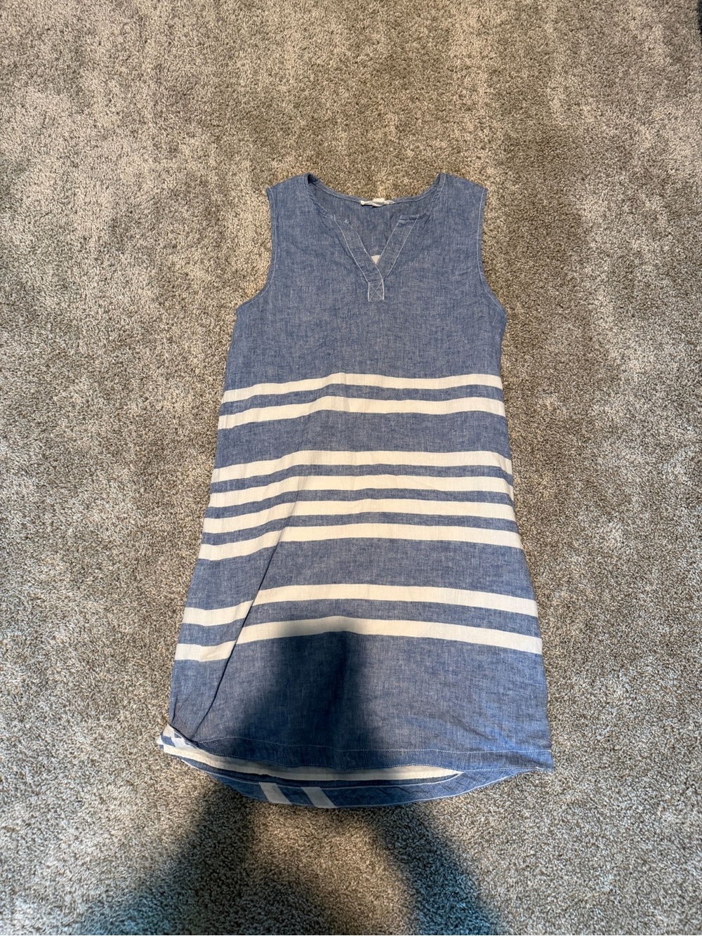 beachlunchlounge Blue and White Striped Sleeveless Kids Dress